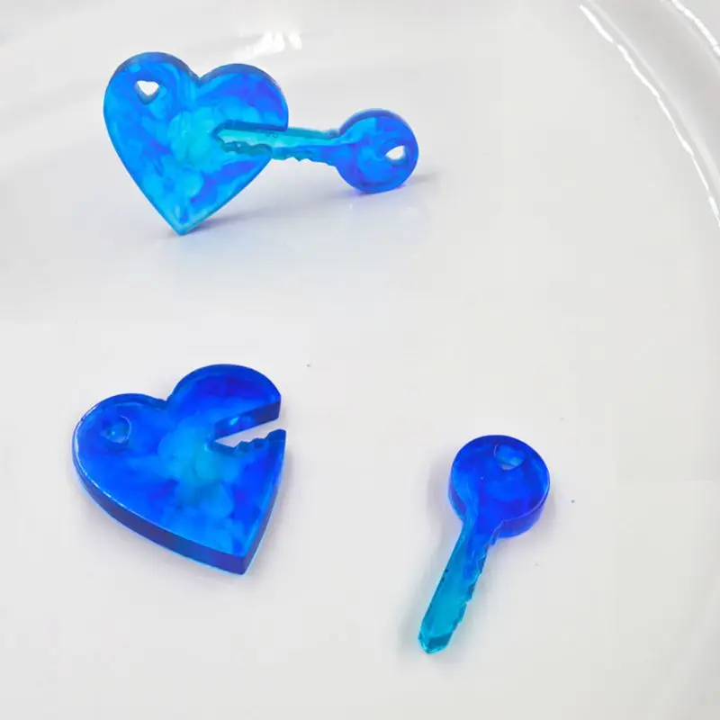 12Pcs Square Key Heart Round Triangle Pendant Resin Silicone Molds Jewelry Tools