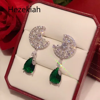 

Hezekiah needle Earrings Free shipping Personality green Women's Earrings Dance party Superior quality Earrings female