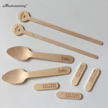 

wedding reception open bar cocktail hour wood drink stirrers personalized with wedding design