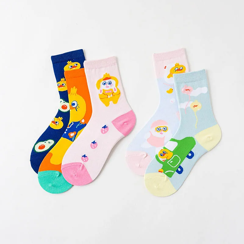Коллекция осень-зима, носки с рисунками, женские носки Kawaii Happy Funny Tide, дизайнерские носки с креативными персонажами, подарок для женщин