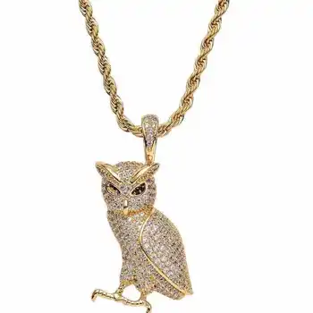 

European Cubic Zirconia Owl Pendant Necklace Men's and Women's Personality Dainty Christmas Exquisite Jewelry Necklace Gift