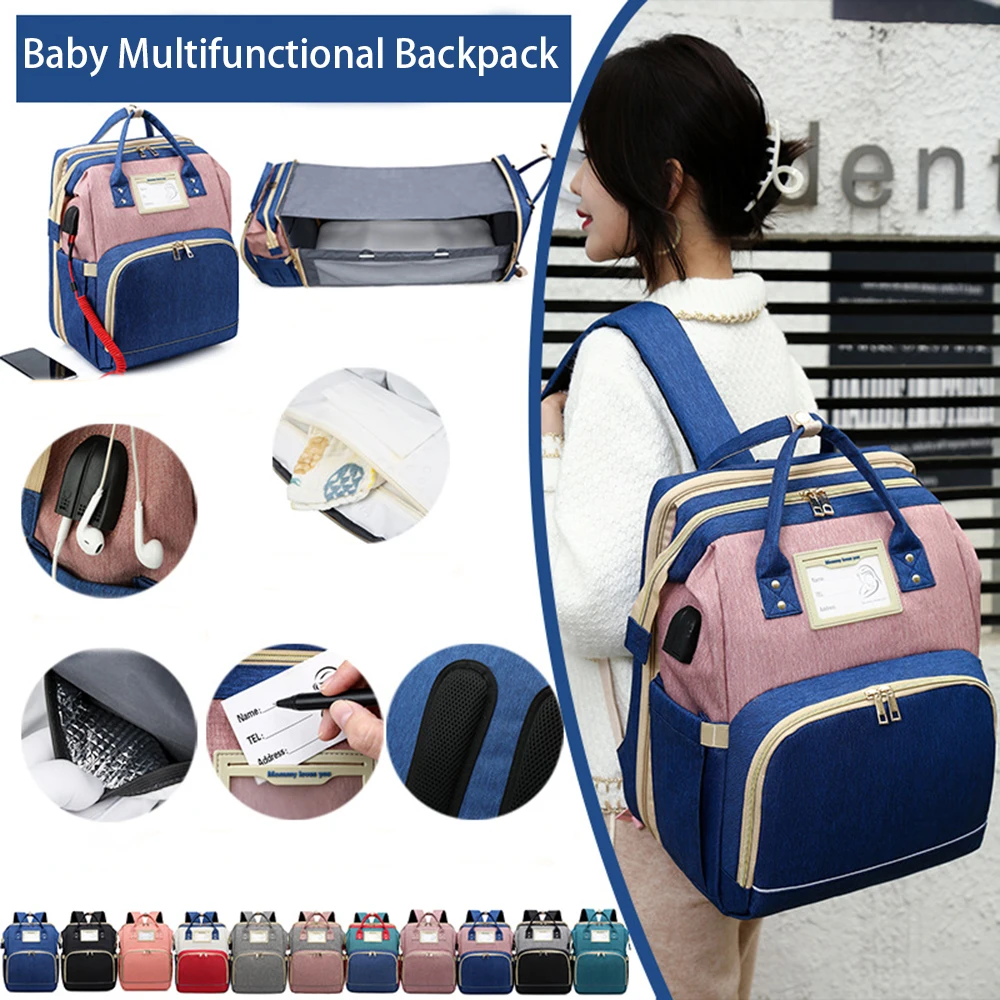 Lequeen Baby Bag Foldable Diaper USB Charging Backpack For Mom Earphone Plug Bolsa Maternidade Mochila Maternal Wet | Мать и ребенок