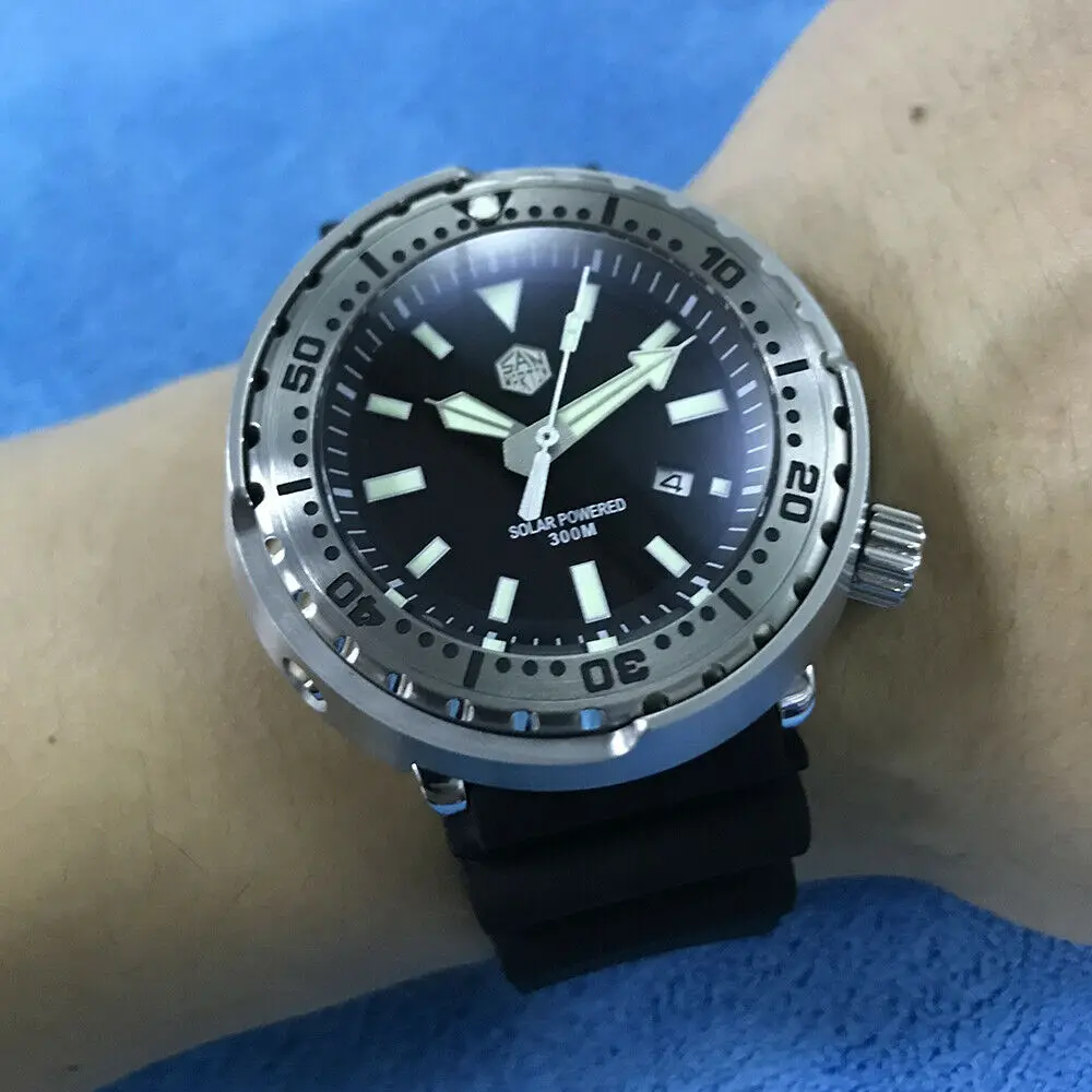 Tuna SBDC035 модные часы фотодинамические энергетические кварцевые мужские часы из нержавеющей стали часы для дайвинга 300 mводонепроницаемые солнечные наручные часы - Цвет: steel bezel