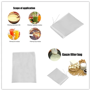 

Soy Milk Gauze Filter Bags Liquid Filter Bags Mesh Strainer Bag Juice Loose Tea leaf Herb Spice Coffee Pouches Kitchen Tools