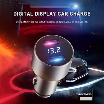 

Universal Cigarette Lighter Socket Dual USB Car Charger Phone Fast Charging Voltmeter DC 12V /24V With LED Display