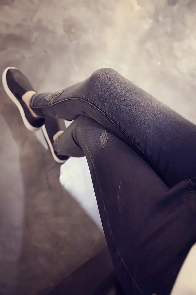 [Осень и зима] Han Джинсы страна градиент цвета Slim Fit Простые стройнящие узкие брюки Студенческие Брюки с высокой талией женские INS