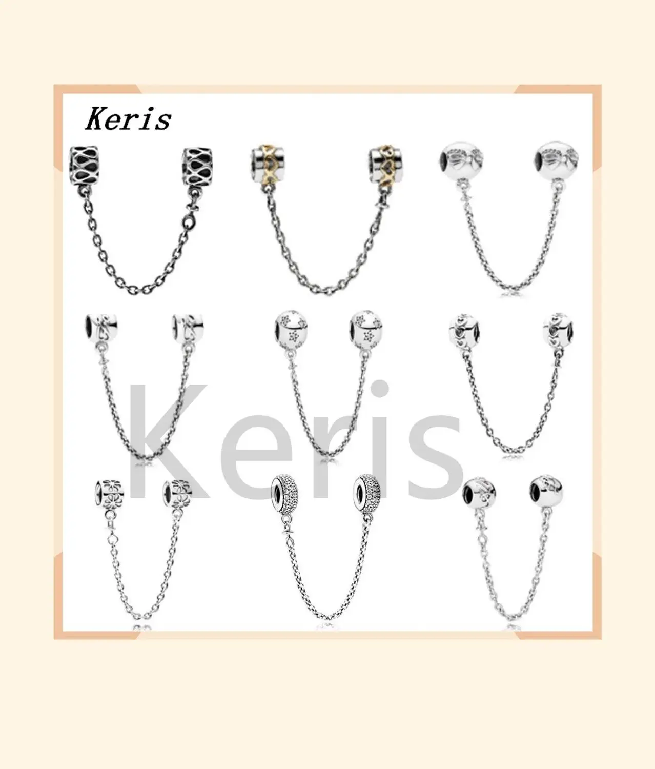

High Quality Reproduction 1:1 100% 925 Sterling Silver Safety Chain Bracelet Beads Set Free Gift Package
