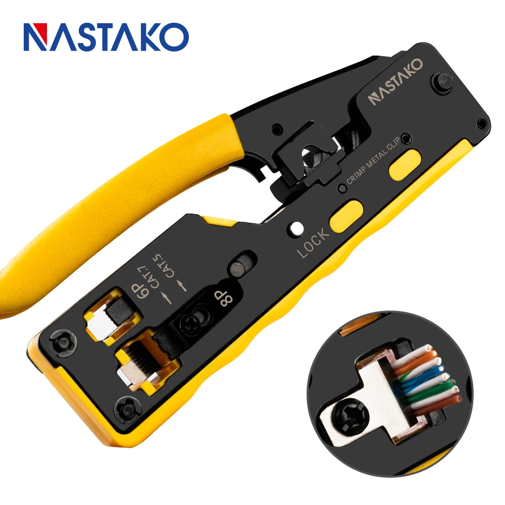 Skup Wszystko w jednym EZ RJ45 narzędzie sieci zaciskarki kabel narzędzia do zaciskania do RJ45 Cat7 Cat6 Cat5 RJ11 RJ12 wtyków metalowe klipy szczypce