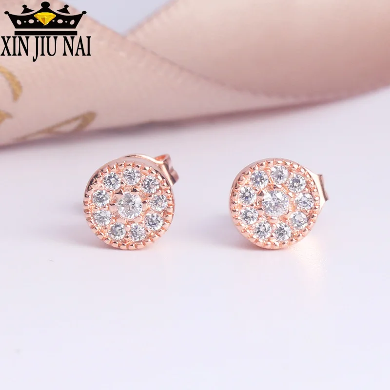 Stud Earrings Zircon Rose Gold Fashion Earring for Women Lotus Shape Simple Wedding Party Literary Gift Lady Jewelry | Украшения и
