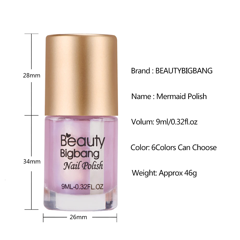 BeautyBigBang, 9 мл, оболочка, проблесковый лак для ногтей, зеленый, розовый цвет, блестящий Блестящий лак, лак для маникюра, украшения для ногтей