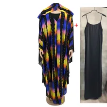 Африканские платья для женщин, яркая полосатая шифоновая абайя, платье с капюшоном, большие размеры, длинное платье макси, платья с длинной внутренней одеждой