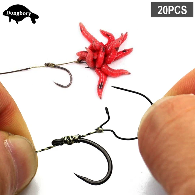 20PCS Carp Fishing Maggot Clip Fishing Bait Ring Hooks Bait Sting Boilie  Pin Spike Live Bait