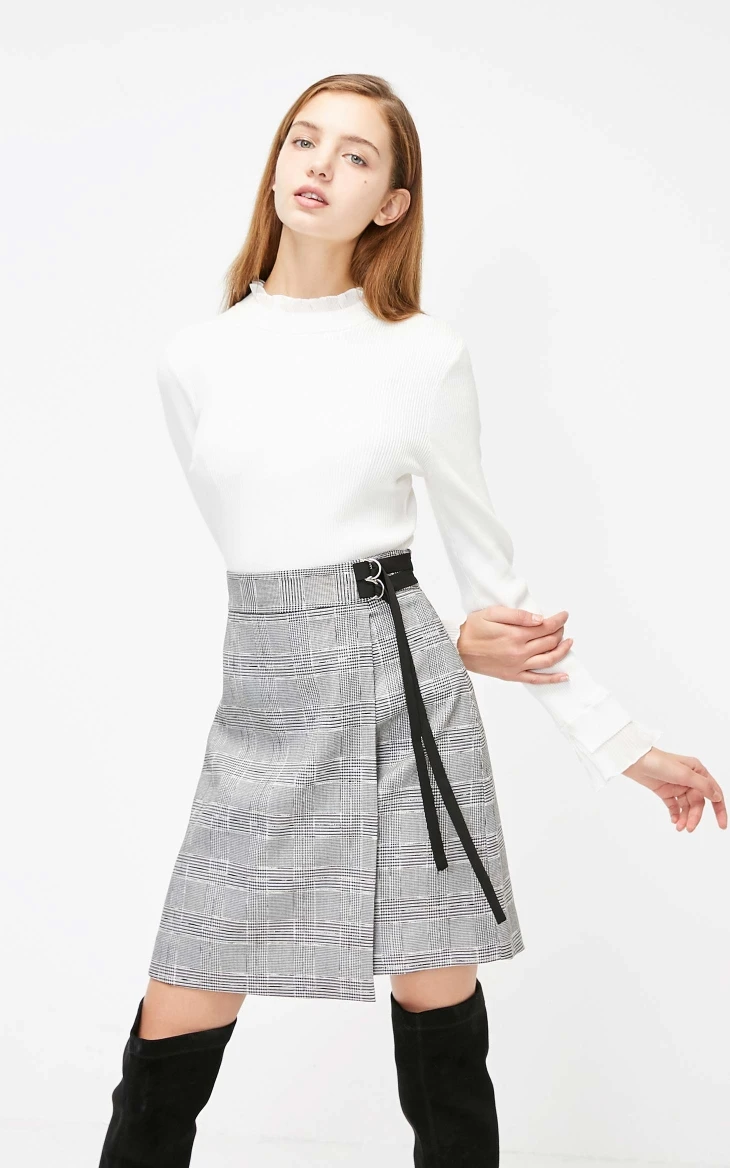 Vero Moda Ins стильная клетчатая юбка со шнуровкой со средней посадкой | 319116501
