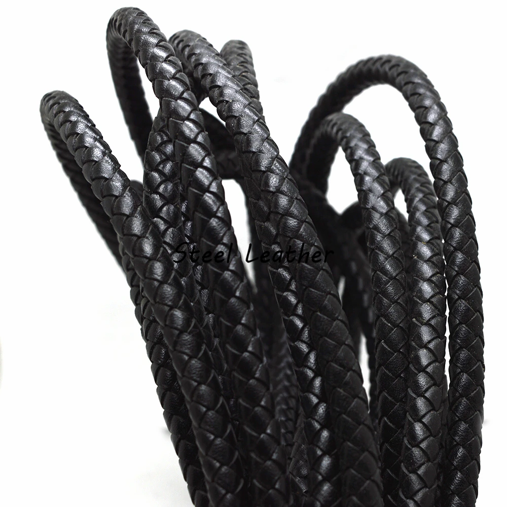 2 м/лот приблизительно 6 мм черный оптовая продажа Круглый Плетеный натуральная