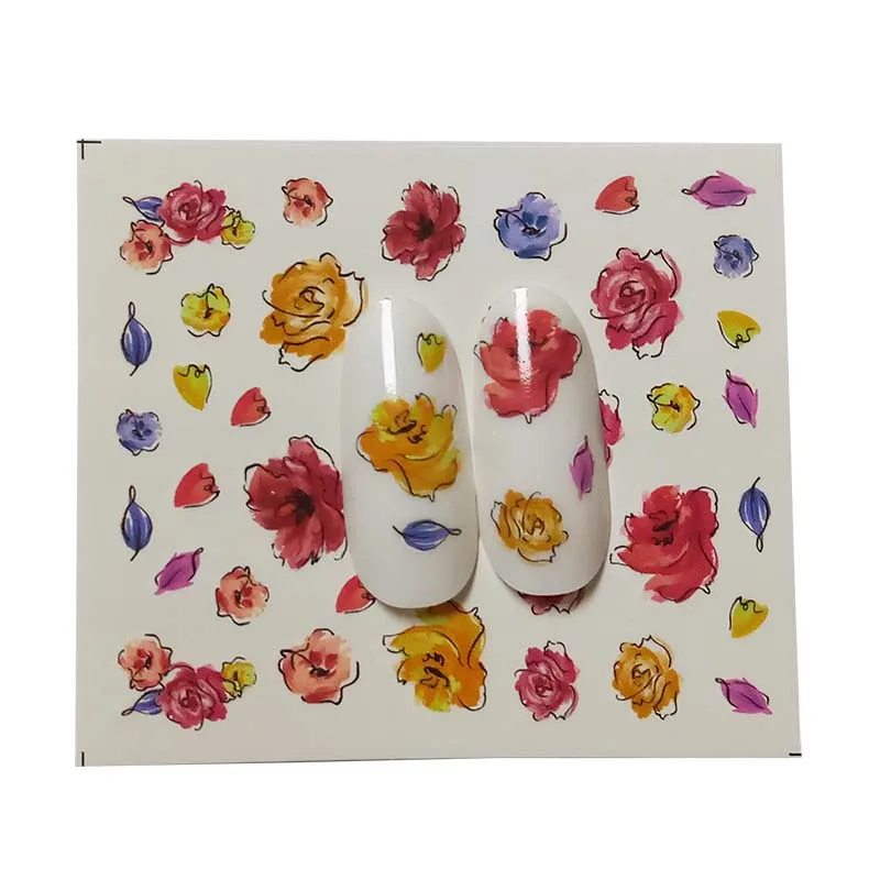 

B03 Stickers For Nails Flying Flower Nail Art Water Decals Transfer Sticker Manicure Nail Decoration 1pcs