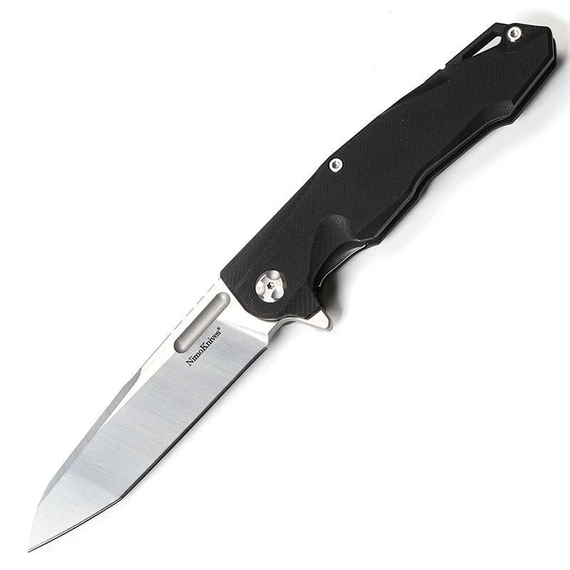 Black Nimo knives SHANXIAO Flipper folding knife 9Cr18mov Blade ball bearings G10 handle outdoor hunting Camp survival Knives EDC tool - Color: Black