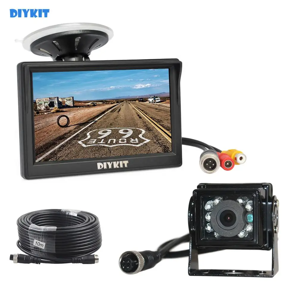 DIYKIT " Обратный автомобильный монитор HD водонепроницаемый ИК ночного видения резервный автобус грузовик камера заднего вида CCD автомобильное зарядное устройство