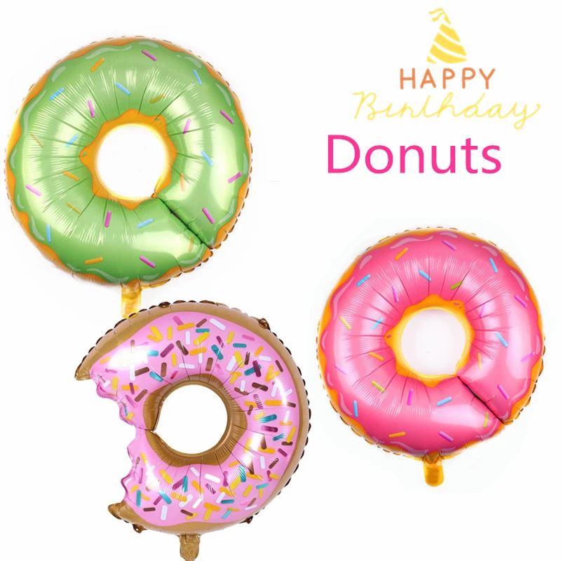 75X70cm obst thema party dekoration süßigkeiten donut aluminium folie ballon mädchen geburtstag party rosa thema dekoration luftballons