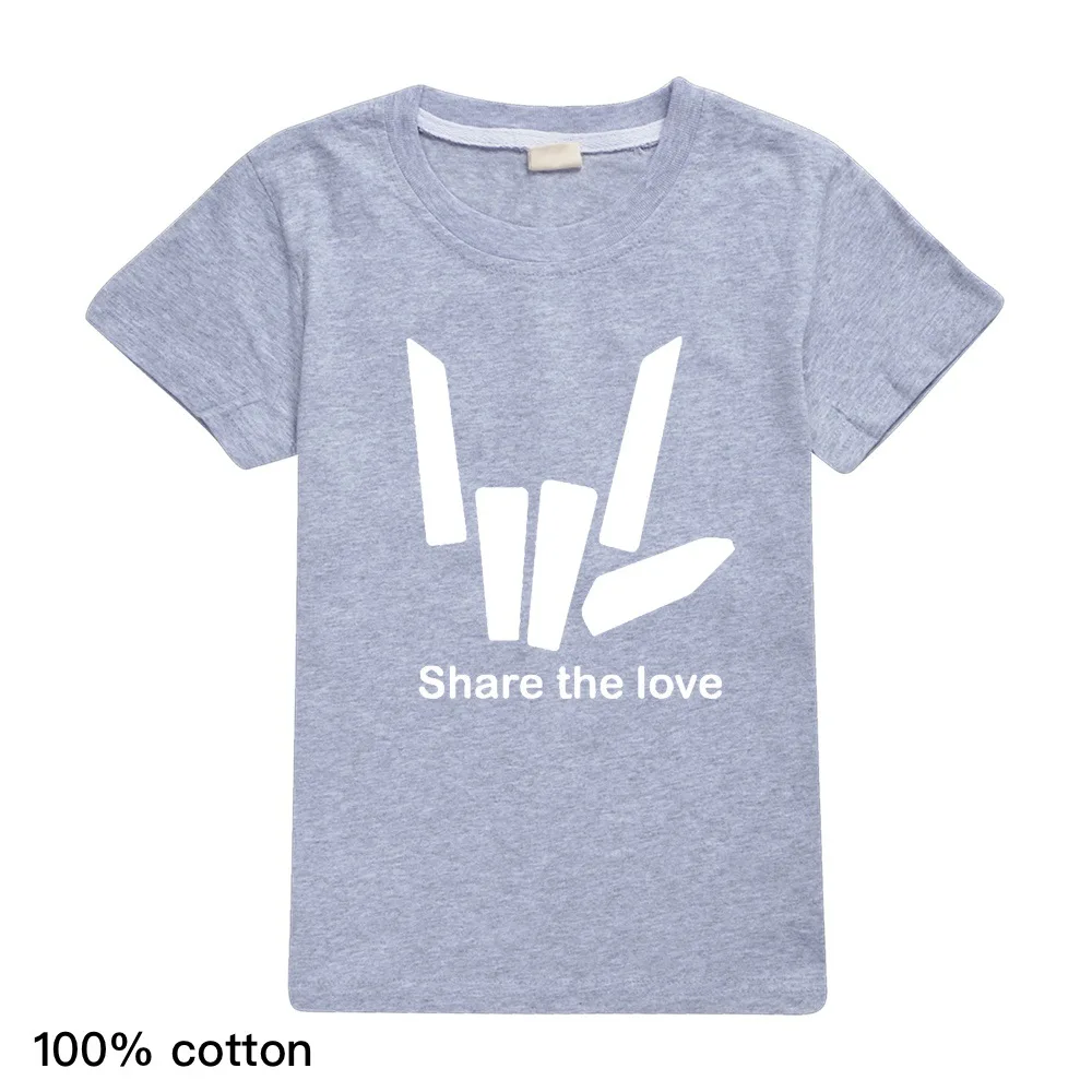 Модные футболки для мальчиков и девочек с надписью «Share The Love», футболка с короткими рукавами и круглым вырезом для мальчиков модные рубашки для девочек в уличном стиле, рубашки для малышей, топы