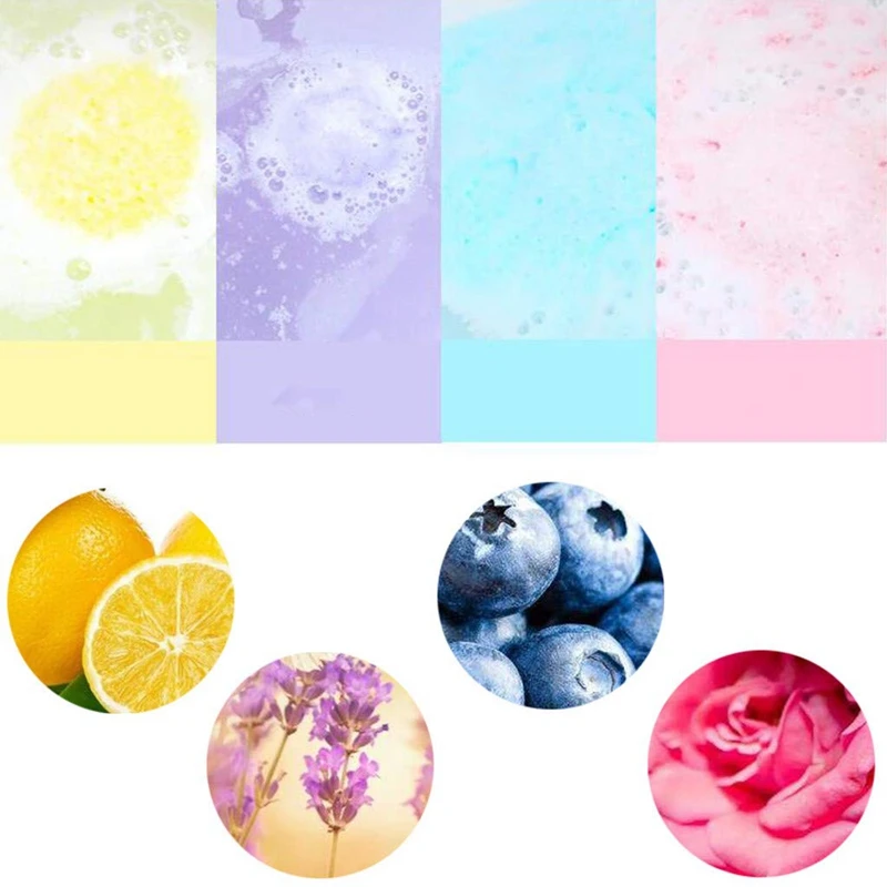 Bathing Bombs Macaron Cake Essential Oil Bubble Bath Salt Ball Aromatherapy Bathtub Explosion Ball 4Pcs(Multicolor