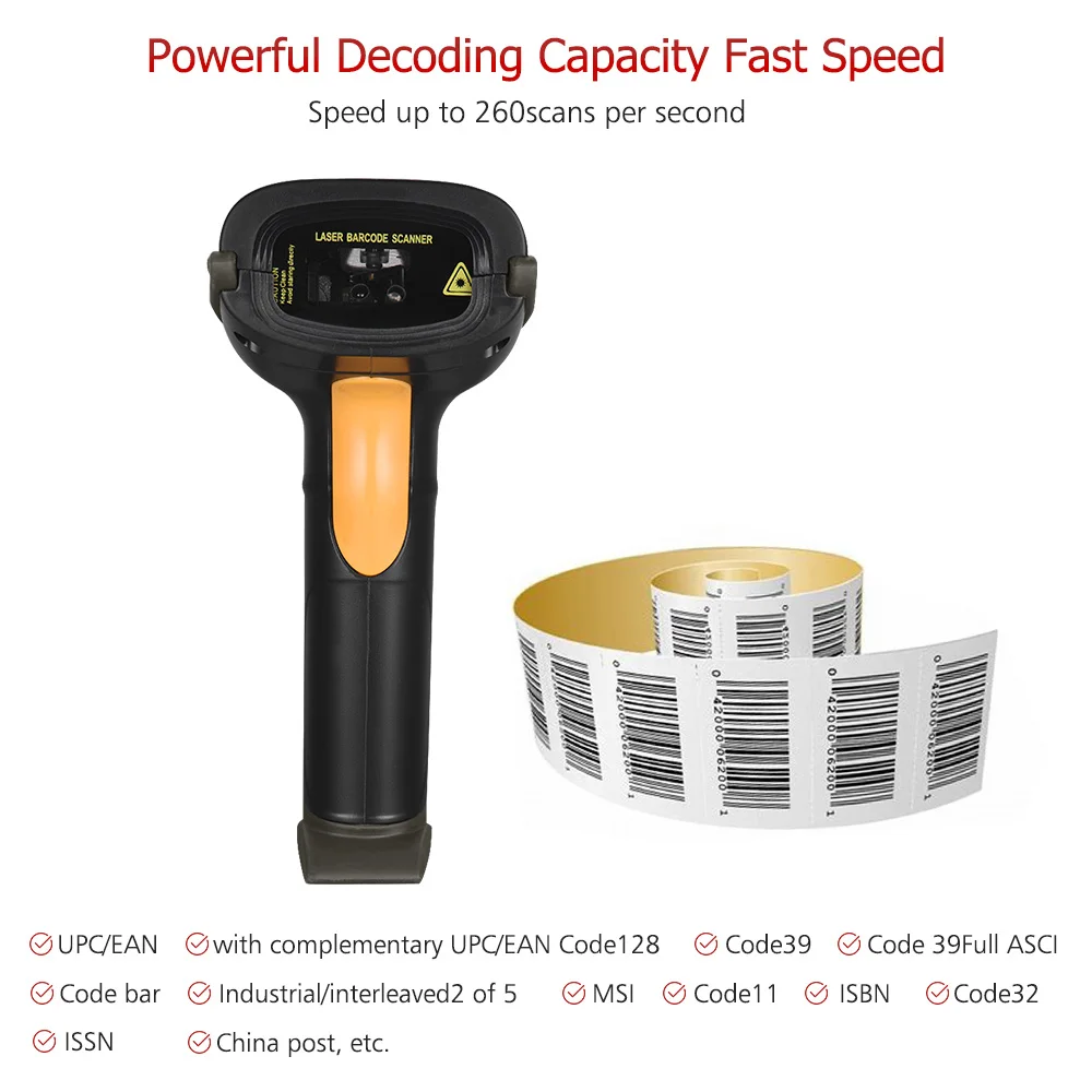 Aibecy USB сканер штрих-кодов ручной проводной штрих-код 1D CCD сканер считыватель с USB кабелем для магазина супермаркет склад библиотеки