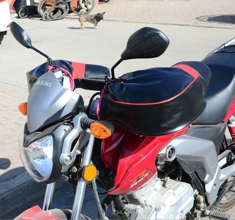 Мотоциклетные Перчатки из искусственной кожи водонепроницаемые зимние Плюшевые