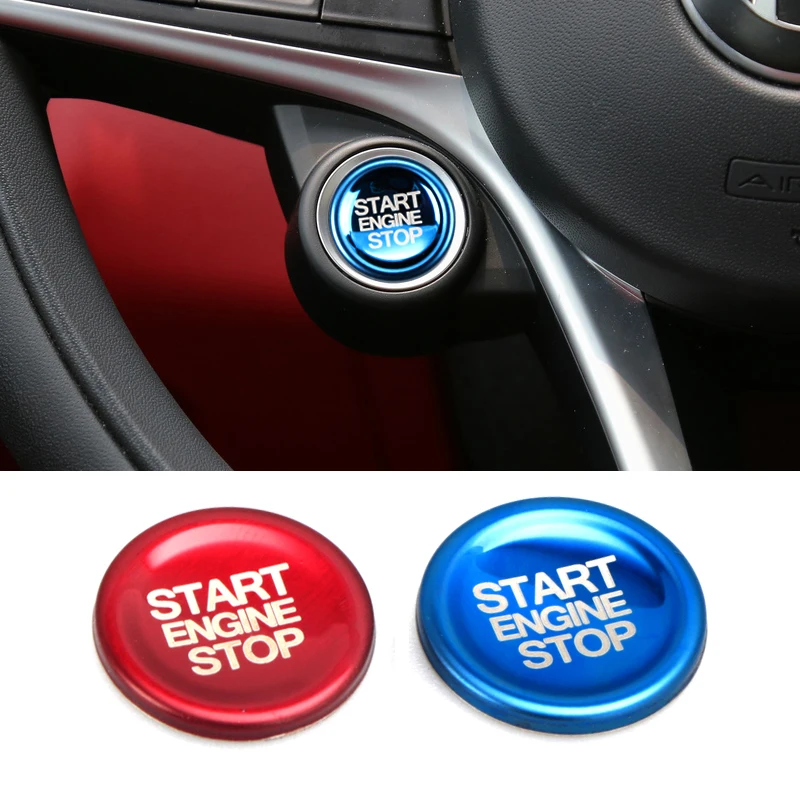 

New Start Stop Push Button Ignition Key Hole Decoration Ring Engine Power Switch Trim Sticker Fit For Alfa romeo Giulia Stelvio