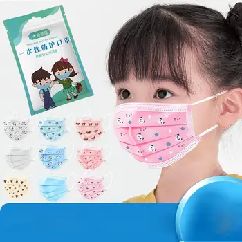 

Kids Children's Mask Lovely Cartoon Printing Disposable Face Mask 3-Layer Meltblown Cloth Mask 10PCs Masque Enfant Protection A