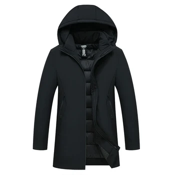 

2020 Hot Fashion Cool Hooded Winter long Mid-length Coat Mens Homme Thick Warm clothe Windproof Parka Winter Jacket Men clothes