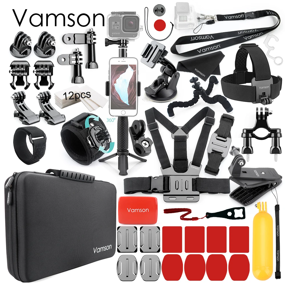 Vamson для Gopro Hero 8 Black 7 6 5 для Gopro аксессуары комплект штатив для DJI OSMO для Xiaomi Yi 4K YI Lite Vlog аксессуары VS26 - Цвет: VS26B