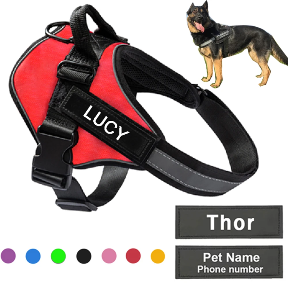 Personalized Dog Harness NO PULL Reflective Breathable Adjustable Vest With ID Custom Patch Outdoor Walking Pet Accessories | Дом и сад