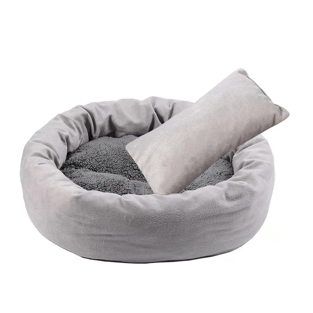 Теплая кровать для кошки дом круглая кровать Fodable собака коврик для сна гнездо питомник подушка для питомца щенячье гнездо оболочка скрывающая булочка для бургера на зиму