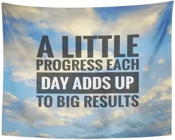 

Blue Motivation Inspirational Motivating on Nature Little Progress Each Day Adds Up to Big Results Tapestry Home Decor Wall Hang