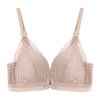 

Elovegirl 4 Color Bra With Front Buckle New Bra Without Steel Rings Lace Trim Bra Sexy Lingerie Women Underwear Women