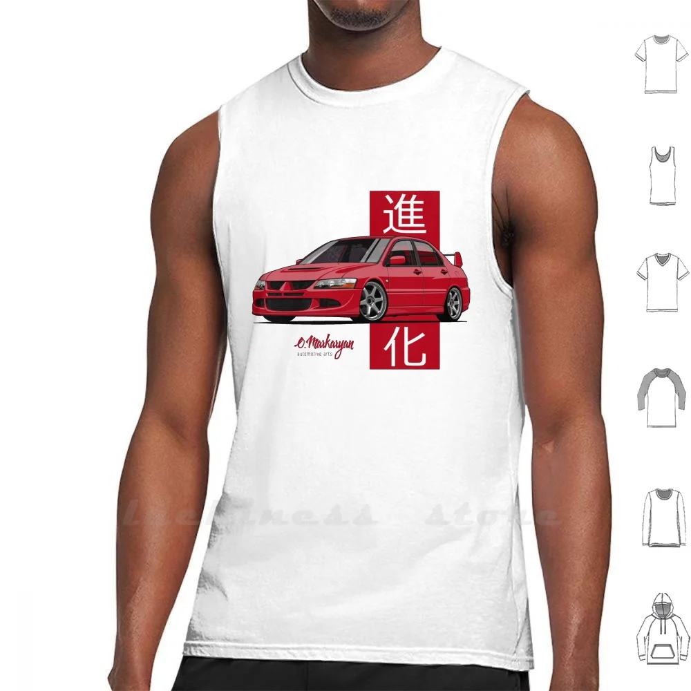 Майка Lancer Evolution Viii (красная) без рукавов хлопковая безрукавка для автомобиля