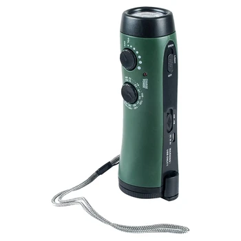 

Hot Hand Crank Flashlight Radio Emergency Cell Phone Charger Portable Super Bright 5 LED Built-in Loudspeaker