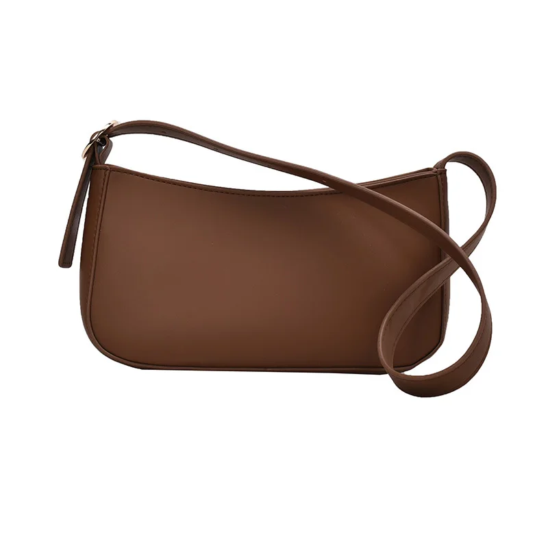 Simple Solid Color Small PU Leather Shoulder Bags For Women Summer Simple Handbags And Purses Female Travel Totes