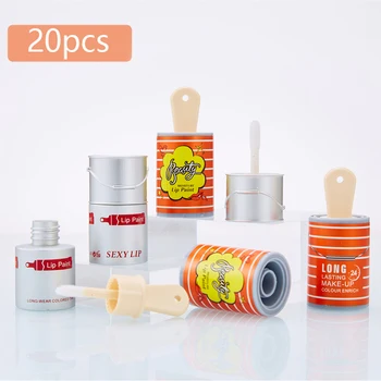 

20 Pieces 8ml Creative Paint Bucket Lip Gloss Tube, Refillable Silver Fireworks Lips Balm Bottle, Lip Stick Split Bottles Set