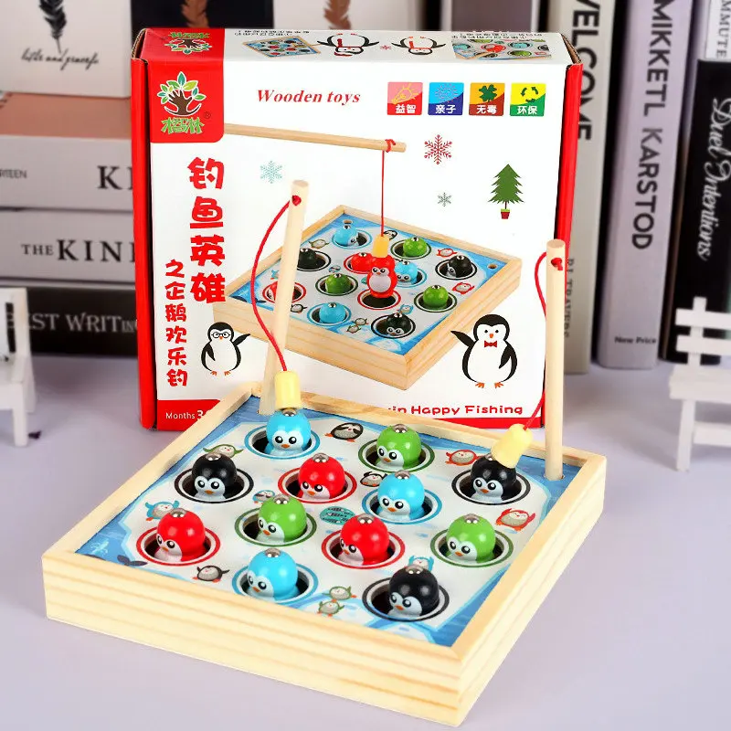 Магнитные игрушки для рыбалки catch penguin новые деревянные 12 дюймов куклы пингвинов