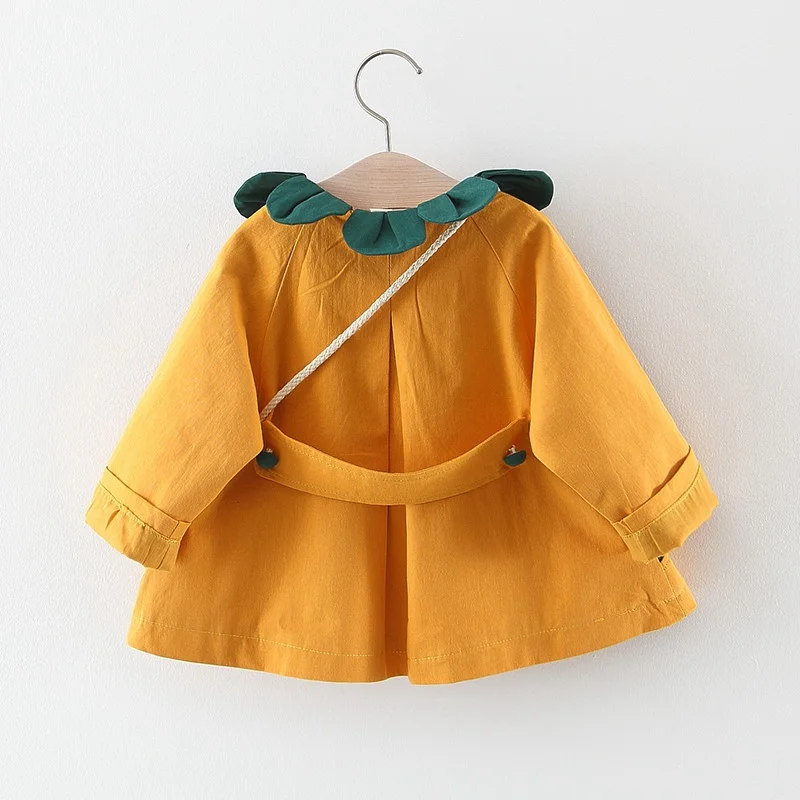 Модный осенний плащ, верхняя одежда для новорожденных девочек, детские куртки с длинными рукавами, кардиган, Casaco+ сумка с цветочным принтом, S9632