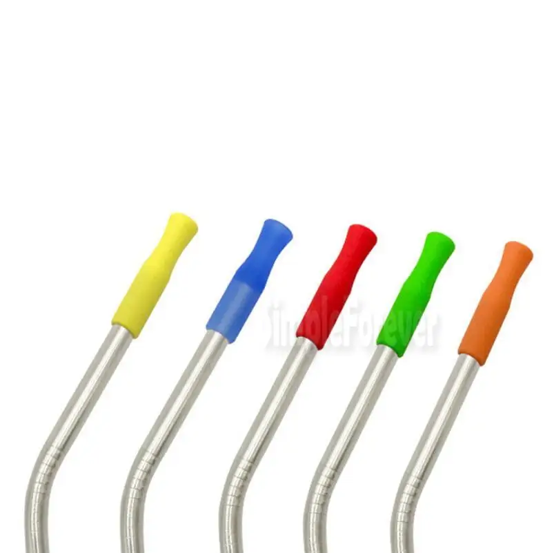 8 Colors Stock Silicone Tips for Stainless Steel Straws Tooth Collision Prevention Straws Cover Silicone Tubes