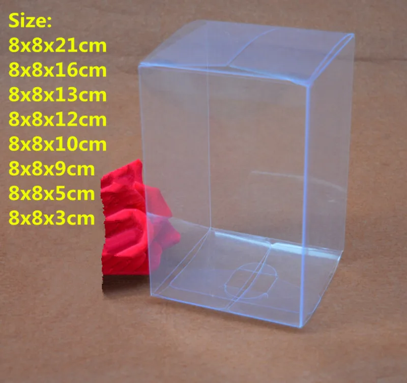 

50pcs/lot Square PVC box plastic packaging display clear boxes pack for gift/ candy/ bottle/ toys/ handmade soap, Free shipping