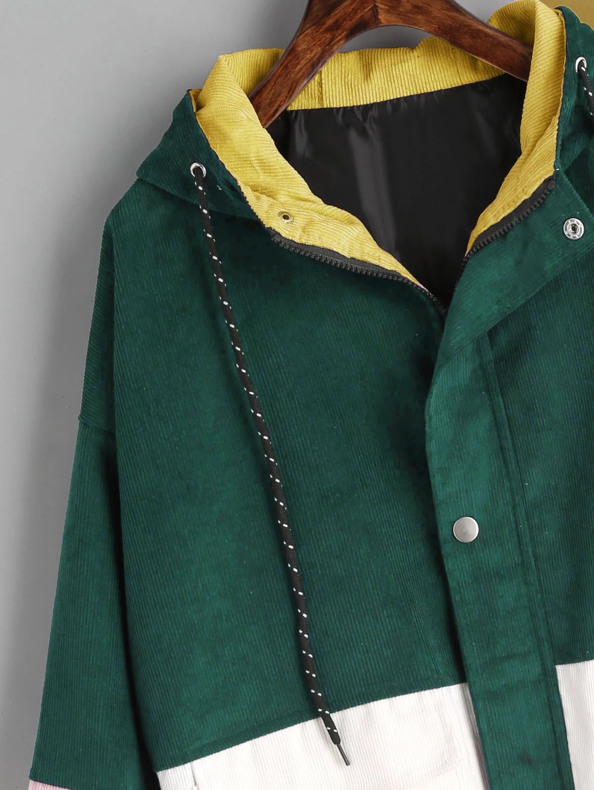 ZAFUL Цветной блок с капюшоном вельветовая куртка с полным рукавом лоскутное шикарные куртки уличная одежда женские топы пальто осень зима