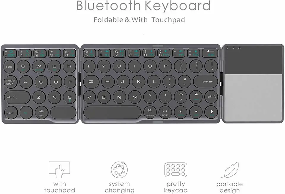 bluetooth dobrável com touchpad para windows android ios tablet ipad telefones