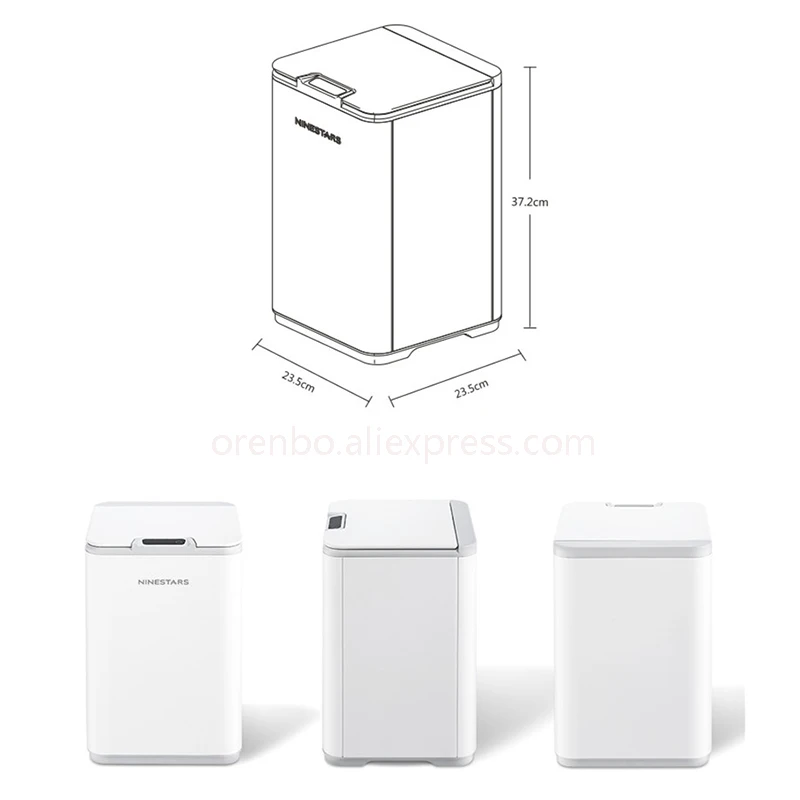 Ninestars 10L IPX3 waterproof dustbin sensor household smart trash bin touchless trash can from xia
