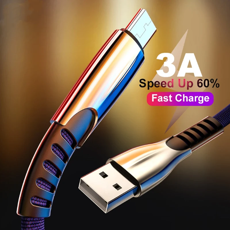 3A Micro USB кабель для передачи данных, кабель для быстрой зарядки, шнур для зарядки iPhone 7 X samsung S9 Xiaomi huawei type C USBC кабели для мобильных телефонов