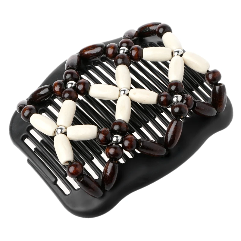 Easy Magic Wood Beads Double Hair Comb Clip Stretchy Women Hair Accessories Hot Easy Magic Wood Beads Double Hair Comb Clip Stretchy Women Hair Accessories Hot