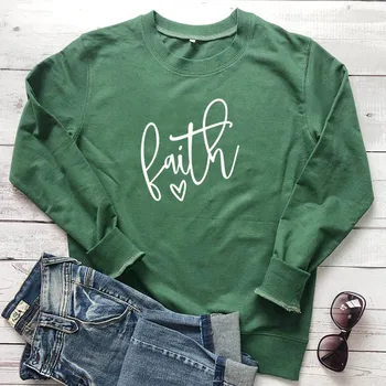 

Faith Christian Sweatshirt Women Aesthetic Jesus Hope Love Clothing Girl Tumblr Casual Pullover See The Light Jumpers Drop Ship