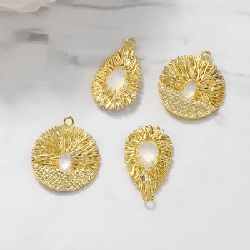 

4 PCS 14x23 MM 24K Gold Color Brass With Zircon Oval Vine Drop Charms Pendant High Quality Diy Jewelry Accessories