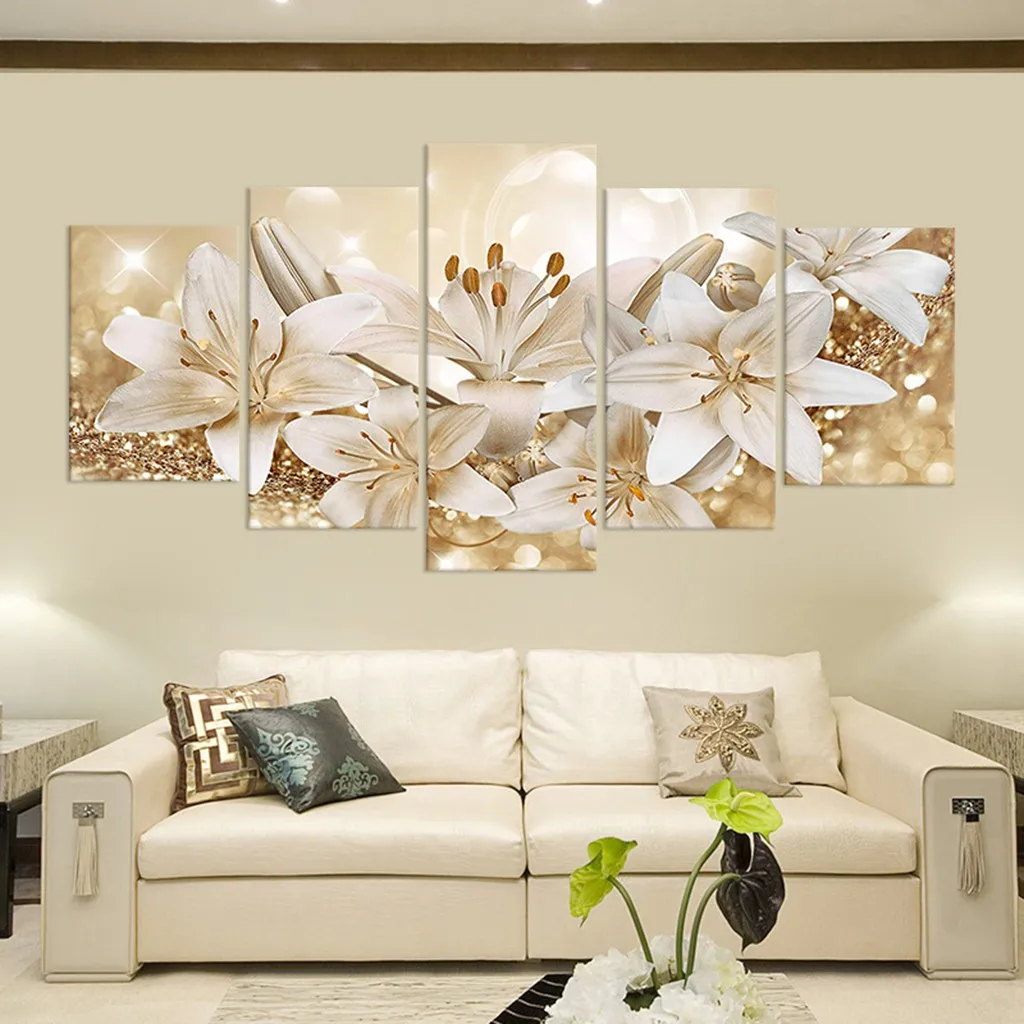 

Modern Abstract Golden Flowers Canvas Painting Living Room Nordic Wall Art Poster Bedroom Decoration Home Decor Wall Pictures